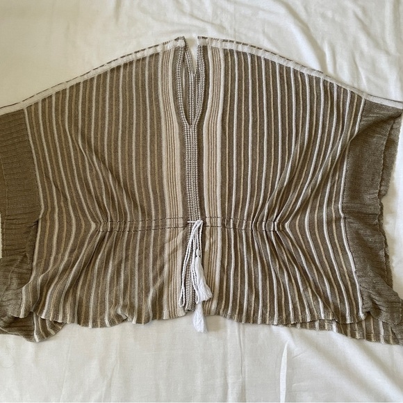 White + Warren XS / Small Poncho Top ~ Striped Linen Oversized Lagenlook Coastal - Picture 5 of 8